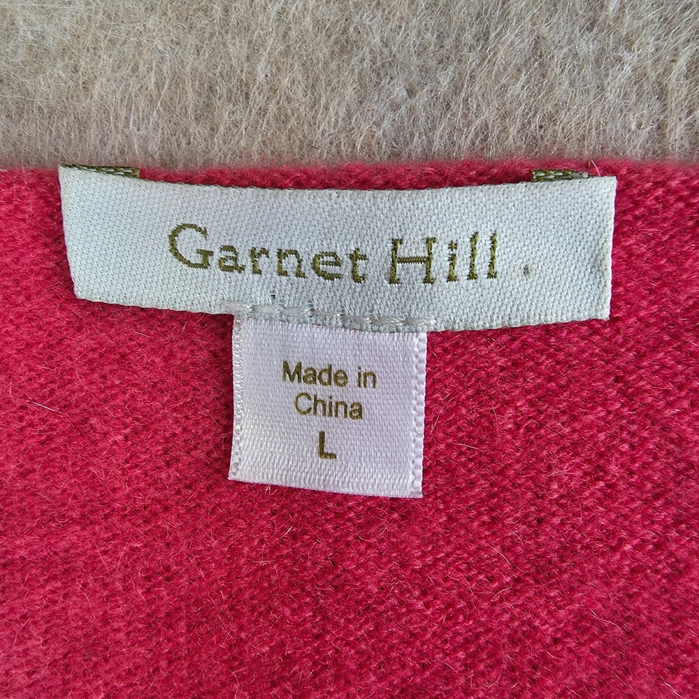 Garnet Hill 100% Cashmere Babydoll Sweater Sz L Pink Roll Hem Soft Girl Coquette - Picture 11 of 14